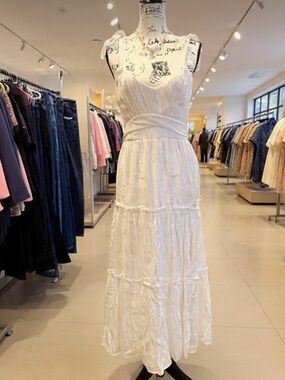 White Tiered Dress with Sweetheart Bodice
